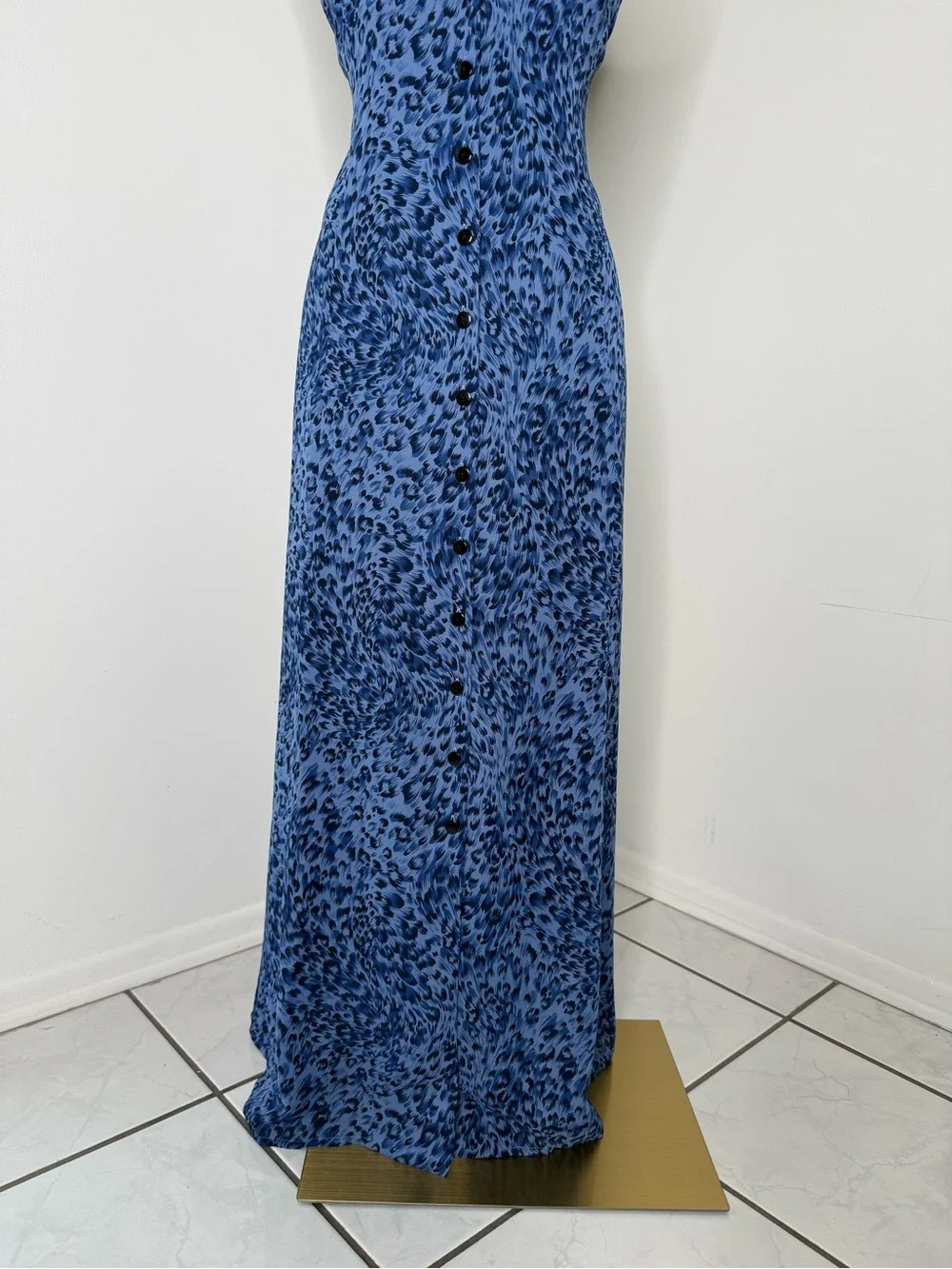 Coldwater Creek Blue Leopard Print Sleeveless Maxi Dress - Picture 3 of 16